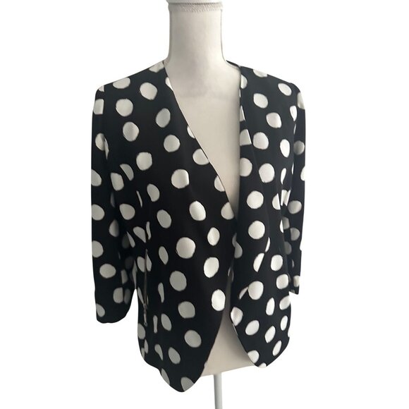 CHICOS Black White Polka Dot Jacket Blazer Size Chicos 0 / US Small 4 - Picture 2 of 6
